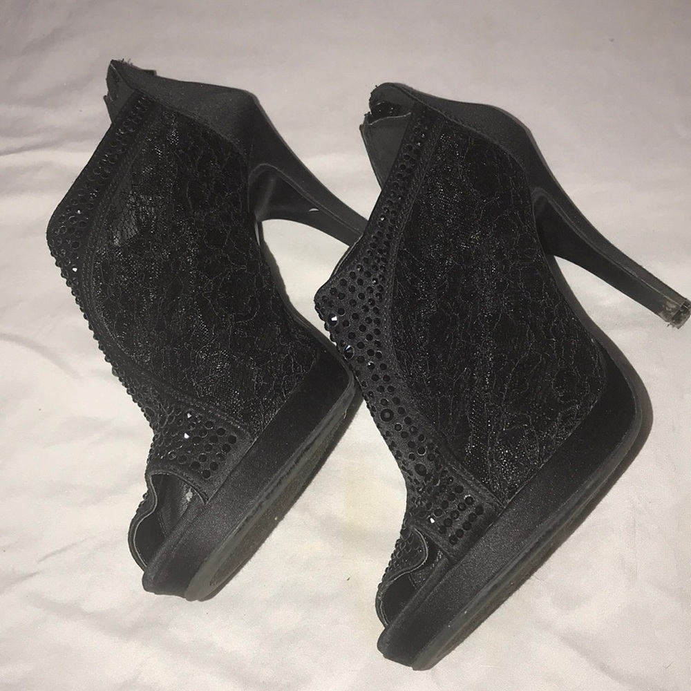 Very Cherry Black Lace and Rhinestone Heels - Picture 3 of 8